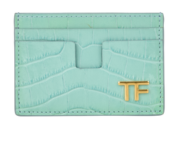 Tom Ford Croc Embossed Card Holder, Leather, Green, MII, DB/B, 4*